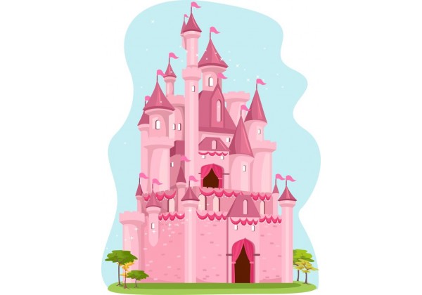 Stickers chateau princesse Couleur Noir Dimension (côté le plus grand) 20 cm