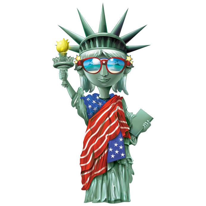 Sticker Mural statue de la liberté drapeau américain - Autocollant
